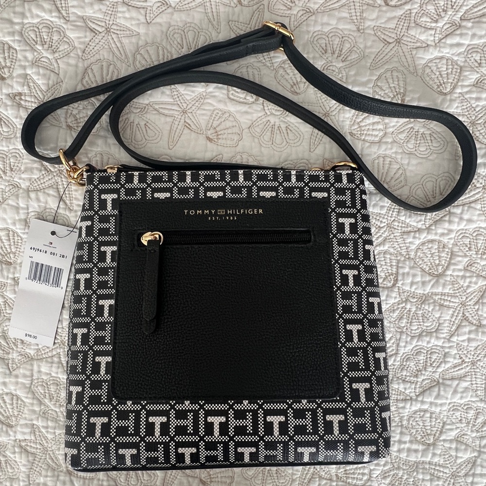 Tommy Hilfiger Black & White Monogram Crossbody Bag